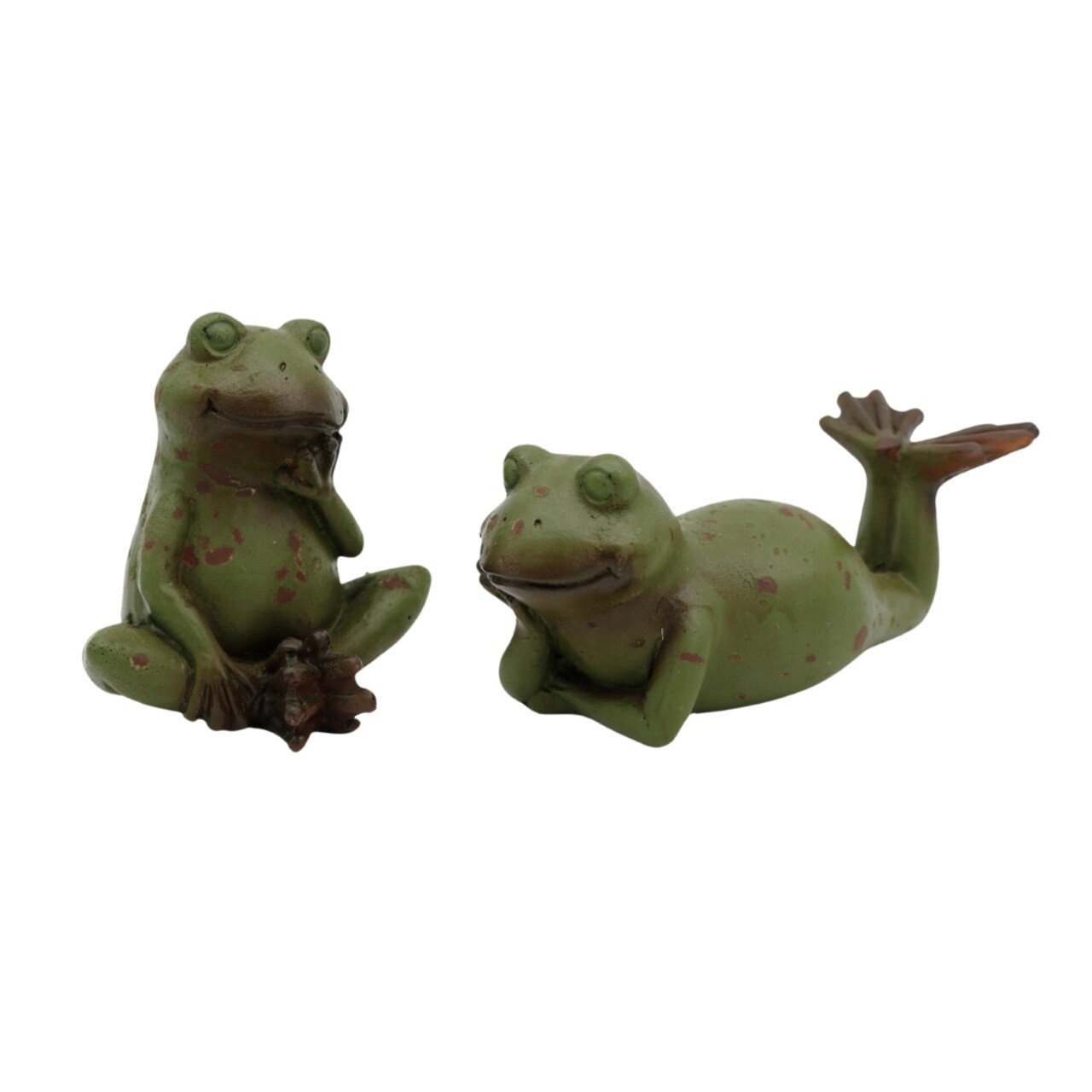 Transpac Set of 2 Resin Relaxing Garden Frogs - Charming Decorative Objects for Your Outdoor Space